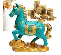 Money Bank Piggy Bank, Chinese Lunar Year Horse, Traditional Animal Saving Banks with Decorative Design, Coin Storage Box for Bedroom Living Room Dorm Study Room Bookshelf Bedside Kids Students