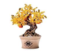 Money de Cristal Tree Tree Crystal Bonsai Decoration, Feng Shui Reiki Balancing Home Table Ornament Feng Shui Gem Tree (Beige)