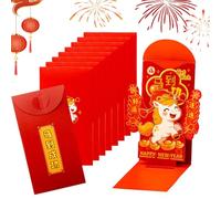 Money Envelope - Good Luck Money Wallet | 10 Piece 3d Gold Foil for Spring Festival Traditional Red Packets for Wedding, Birthday Holiday Party, Family, Friends Celebrations