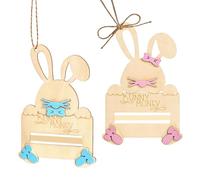 Money Holder | Wooden Bunny Shape Easter Basket Filler, Card Holder For Boys, Girls, Children, Teens, Bedroom, Living Room, Home, School, Nursery, 2 Pieces, Blue & Pink, 15x10x0.6cm, Perfect For Small