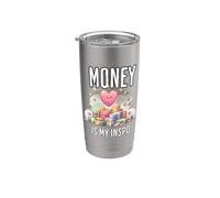 Money Is My Inspo Lindo Diseño Estético Vaso térmico de acero inoxidable de doble pared