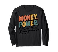 Money Power Respeto Cita Retro Motivacional Manga Larga