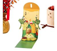 Money Red - Envelope for 3D Pop-Up Style, Cash Pocket with Southeast Asian Aesthetic, Festive Gift Selling Points, Easy Insert Money Function, Celebration Envelope Tool, 7.09 inches