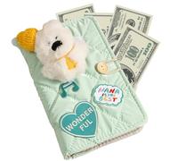 Money Saver Booklet, Cash Budget Binder, Coin Storage Organizer, Cute Bear Design, 10 hojas Refillable Pages, Compact Lightweight, Ideal para viajes Planning, Student Budgeting, 19 x 12 cm, multicolor