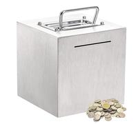 Money Saving Box - 6 Inch Stainless Steel Reusable Jar Bank | Large Durable Coin Cash Storage for Adults Kids, Secure Savings Box for Birthday, Christmas, Company, Office Study, Living Room