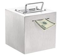 Money Saving Box - Stainless Steel 6 Inch Large Reusable Bank | Durable Square Coin Box, Secure Savings Container for Birthday Christmas New Year Kids Company Office Study Bedroom Living