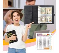 Money Savings Book Set - Budget Binder, PU Leather Money Organizer With 100 Cash Envelope, Savings Binder Organizer, Moneys Saving Wallet, Saving Binders Cash Organizers Travel Diary Offices