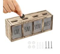 Money Savings Challenge Box - 4 Compartments Wall Mount | Transparent Count
