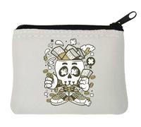 Money Skull All I See Is Money - Monedero de neopreno con cadena dorada, 10 x 11 cm, color blanco, White, Talla única