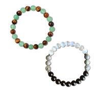 Money Wealth Success Bracelet - Green Aventurine Bracelet Tiger Eye for Men Women - Healing Crystal Calming Anxiety Stress Relief - Gift for Abundance - Wisdom Bracelets (mix)