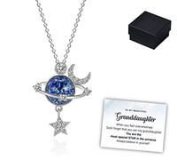 MONEYN Collar especial de estrella para hija, nieta, estrella y luna rodeando fantasía, planeta estrella, collar de estrella, estrella, luna, universo, regalo para mujeres y niñas, Zirconia cúbica