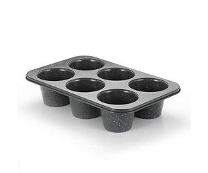 Monfish Molde para muffins jumbo profundo, de acero al carbono con revestimiento antiadherente, moldes con superficie de piedra de granito gris, moldes extra grandes para hornear (9 diax7,6 cm cup)