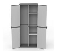 mongardi: Armario portaescobas de Resina de PVC y PP, 2 Puertas, fácil de Montar, Modular System, Resistente, Apto para ambientes Interiores y Exteriores, 68 x 40 x 165 cm, Gris y Negro