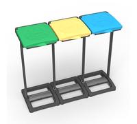 Mongardi Nuevo mr.b Porta Sacos Tris para Recogida selectiva, Gris Negro-Tapa Amarillo Azul Verde, 1 Count (Pack of 1)