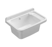 Mongarid pared lavabo de resina con Kit de montaje y para trampa, Blanco, 50 x 35 x 24 cm