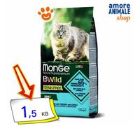 Monge Cat Bwild Sin Cereales Adulto Bacalao Patatas y Lentejas Gatos 1,5 Kg