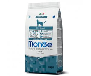 Monge Esterilizado Monoproteico - Pienso seco para gatos adultos - Trucha - Cantidad: 1,5 kg