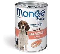 Monge Fresh - Bocados de paté con salmón para perro, para adulto, 400 g, 12 unidades