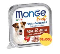 Monge Fruit húmedo perro paté y bocaditos con cordero y manzana - 32 x 100 g
