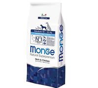 Monge Medium Puppy & Junior 12 kg (polo) - Pienso de pollo para cachorros de perro, 100% natural