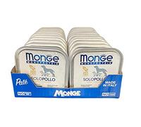 Monge Monoprotein - Pienso para Perros Mascotas, Comida Húmeda Solo Pollo, Naturalmente sin Colorantes, Conservantes ni Azúcares Añadidos. Paquete de 24 Bandejas (1 = 150 g)