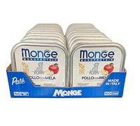 Monge Monoprotein Puppy - Comida húmeda para perro y pollo con manzana, sin colorantes, conservantes ni azúcares añadidos. Paquete de 24 recipientes (1 = 150 g)