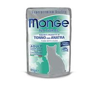 Monge, Natural - Comida para Gatos, trozos de atún con Pato, 80 Gramos, 1 Bolsa