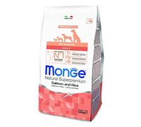 Monge Natural Superpremium Adult Salmon and Rice - Comida para perros para todas las razas (alimento seco para perros con salmón y arroz, muy rico en fibra y vitaminas, 2,5 kg)