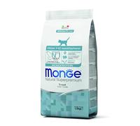 Monge Natural Superpremium Kitten Trout, alimento húmedo para Gatitos (alimento húmedo a Base de Trucha, Rico en Fibra, sin colorantes ni conservantes, Comida para Gatos, 1,5 kg)