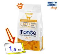 Monge Pienso Seco para Gatos Natural Súper Premium Bajo en Calorías Pavo 1,5 Kg