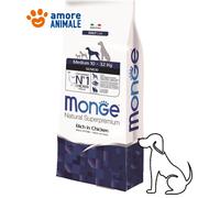 Monge Natural Superpremium Medium Senior Rich in Chicken, Alimentos secos para perros mayores (comida seca a base de pollo, sin colorantes ni conservantes, alimento que favorece los intestinos, 12 kg)