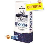 Monge Medio Mayor Rico de Pollo 12 KG -crocchette Perros Adultos Corte Media