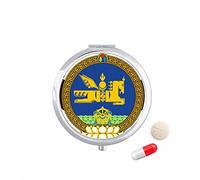 Mongolia emblema nacional país símbolo Travel bolsillo píldora caso medicina dispensador espejo regalo caja de almacenamiento