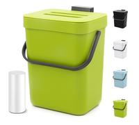 MONGTINGLU Contenedor de abono para encimera de cocina, cubo de basura pequeño colgante de 1.3 galones con tapa, bote de basura Kichen debajo del fregadero, cubo de compost para montaje en pared