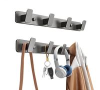 mongtsamz Ganchos Adhesivos no Requiere Taladrado,Percheros Pared,Ganchos Pared Multifuncional,Ganchos Adhesivos para Pared para Baño,Dormitorio y Pasillo,4 ganchos Grises,Juego de 2