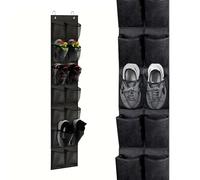mongtsamz Organizador de Zapatos para Colgante, Zapatero Puerta con 14 Bolsillos y 2 Ganchos Plegable Zapatero Colgante para Puerta para Dormitorio Salón Baño, 1 Piezas, Negro