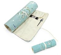 mongtsamz Pencil Case Estilo Antiguo,Estuche Lapices de Colores Gran Capacidad,Estuche para Lápices,Estuche Colores para Estudiantes,Dibujo y Organización de la Oficina,Estampado de Flores Azules