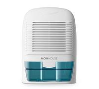 MONHOUSE Deshumidificador 1500ml Portatil, Compacto Y Silencioso - Mini Deshumidificador De Aire Para El Hogar, Oficina, Garaje, Caravana Y Sotano - Eliminador De Moho Electrico - Blanco Y Azul