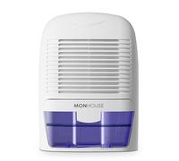 MONHOUSE Deshumidificador 1500ml Portatil, Compacto Y Silencioso - Mini Deshumidificador De Aire Para El Hogar, Oficina, Garaje, Caravana Y Sotano - Eliminador De Moho Electrico - Blanco Y Morado