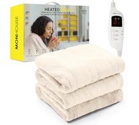 MONHOUSE Manta Termica Manta Electrica Controlador Digital Temporizador De hasta 9 Horas, Apagado Automatico, Lavable a Maquina - Individual 130x160cm - Beige