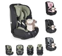 Moni asiento infantil i-Size Start (76-150cm) reposacabezas ajustable, peluche, color:verde