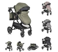 Moni cochecito 2en1 Tokio 22kg bolso cambiador convertible amortiguador plegable, color:verde