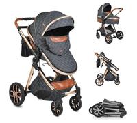 Moni, cochecito Alma, asiento deportivo, capazo, convertible, bolsa de pañales, color:negro
