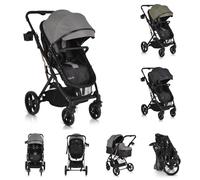 Moni cochecito Rafaello 2 en 1, convertible, asiento deportivo, cubrepiés, bolsa, colores:canoso
