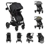 Moni cochecito Rafaello 2 en 1, convertible, asiento deportivo, cubrepiés, bolsa, colores:negro