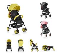 Moni, cochecito, silla de paseo Capri plegable, arnés, respaldo ajustable, colores:amarillo