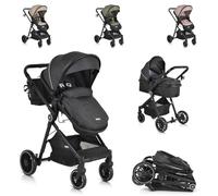 Moni combi silla paseo 2en1 Rio 22 kg convertible cubrepiés plegable cesta arnés, color:negro