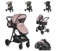 Moni combi silla paseo 2en1 Rio 22 kg convertible cubrepiés plegable cesta arnés, color:rosa