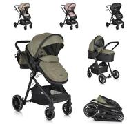 Moni combi silla paseo 2en1 Rio 22 kg convertible cubrepiés plegable cesta arnés, color:verde