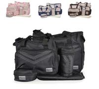 Moni pañalera Stella, set con cambiador de pañales, bolsa aislante para biberones, colores:negro